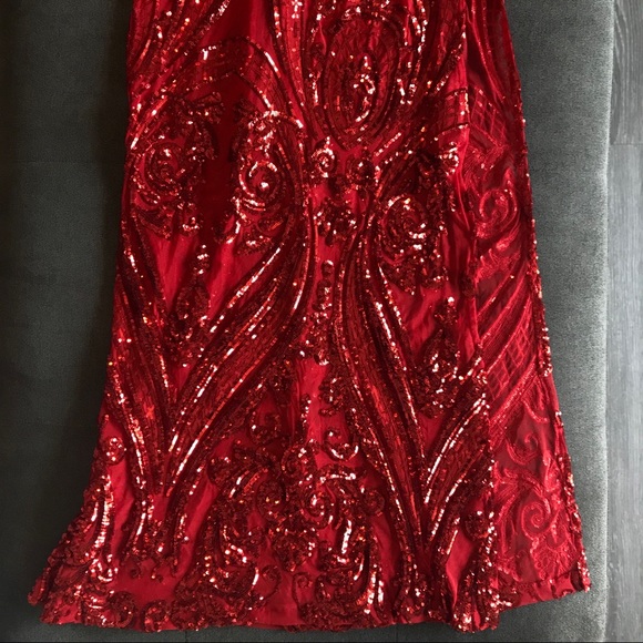 Cherry Red Halter Gown - Picture 7 of 10